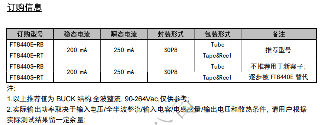 FT8440E/FT8440S低成本12V200mA非隔离PWM功率开关芯片(区别差异)