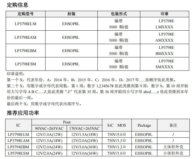 LP3798系列LP3798ELM/LEAM/EBM/LESM原边控制SIC恒流恒压芯片解析