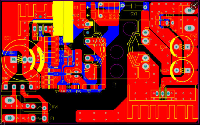 12V5A反激恒流恒压电源方案60W，主芯片PL3322C+DK5V100R10ST1